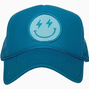 Turquoise Lightning Happy Face Foam Trucker Hat